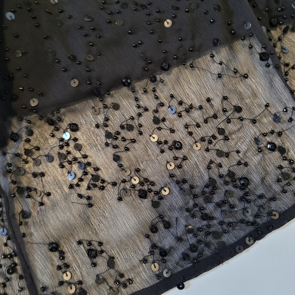Black mesh sequin beaded maxi long skirt - Picture 4 of 4